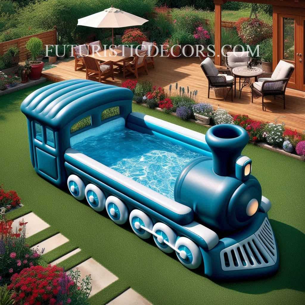 Inflatable Train Pools: Design A Swimming Pool Based On The Idea Of A Train