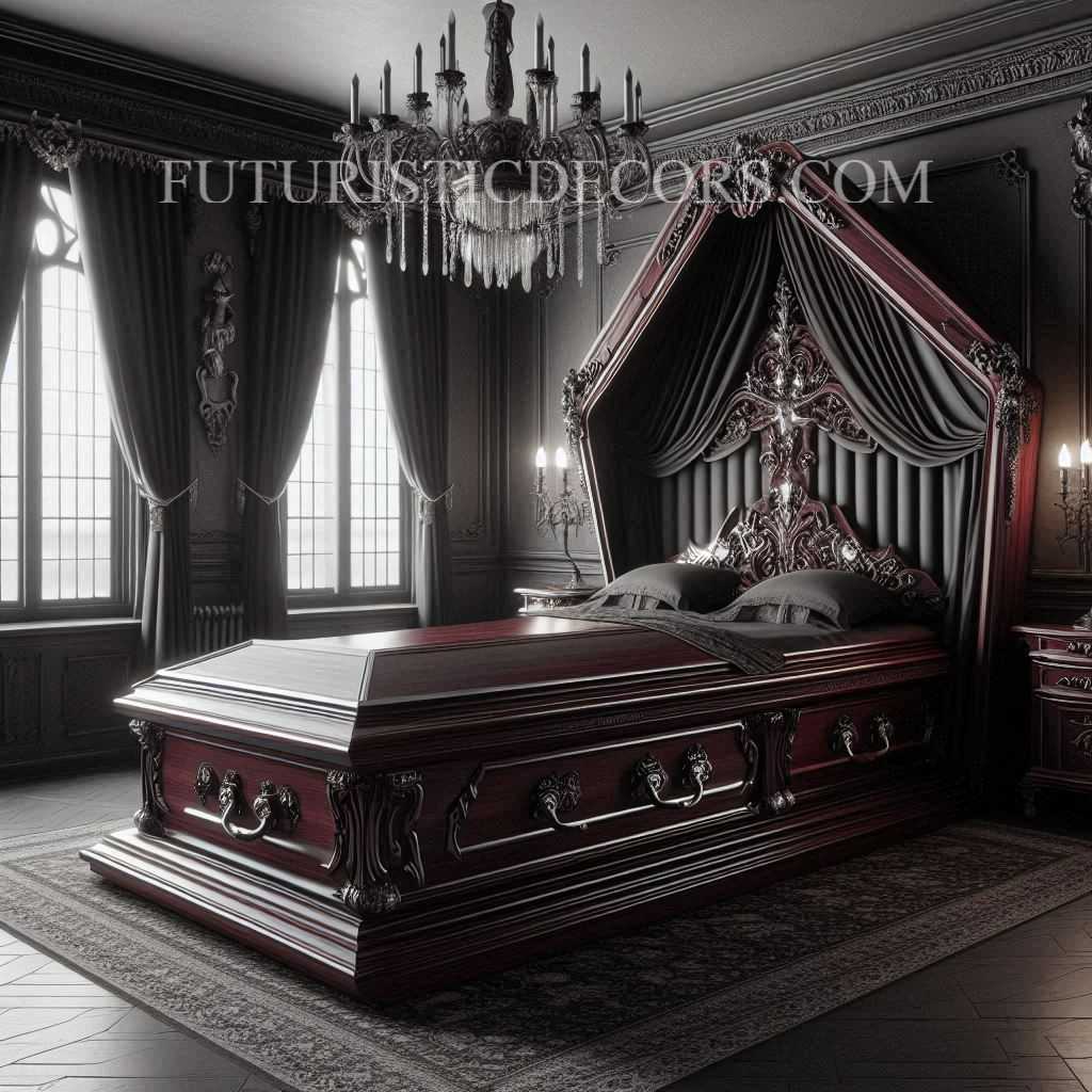 Coffin Shaped Beds: Bed Design Ideas According To Gothic Decoration Style