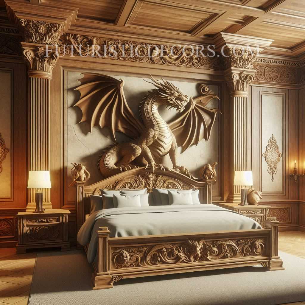 Dragon Shaped Wooden Bed: Collection of Dragon-Shaped Carved Wooden Beds