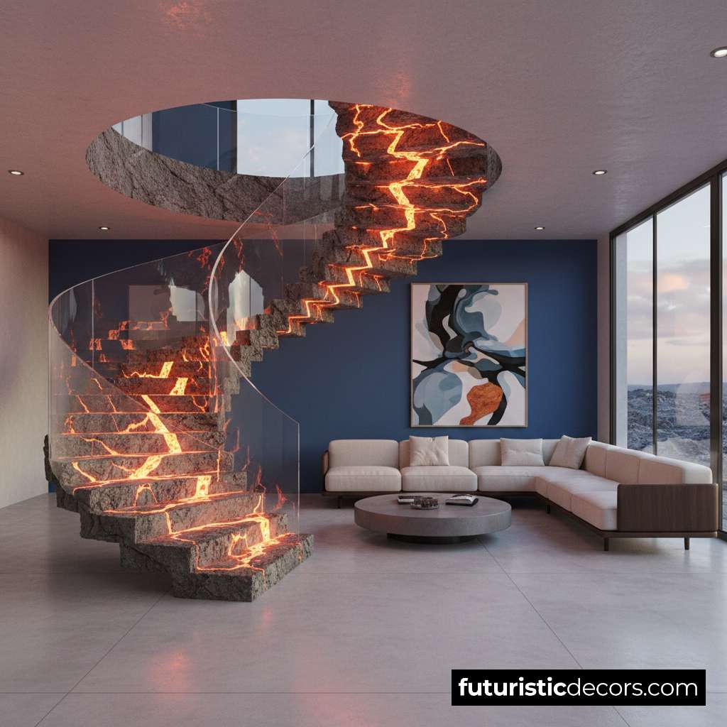 Lava Stone Epoxy Stairs