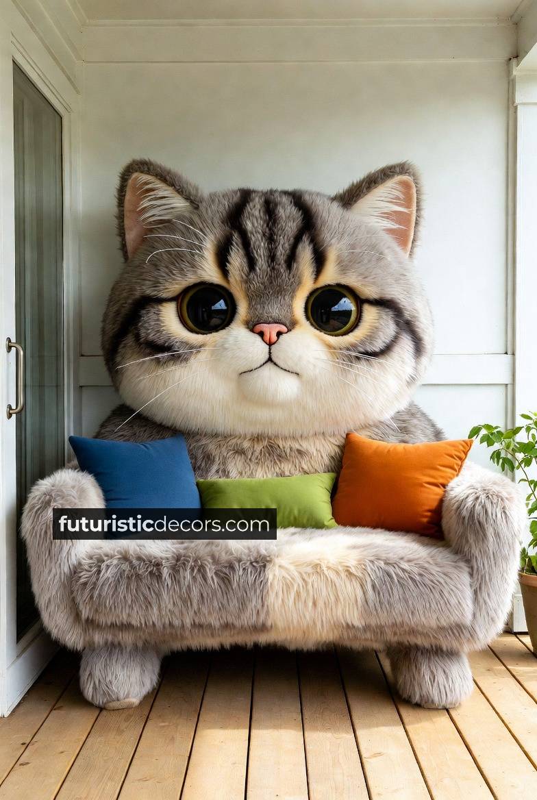 fluffy cat sofa