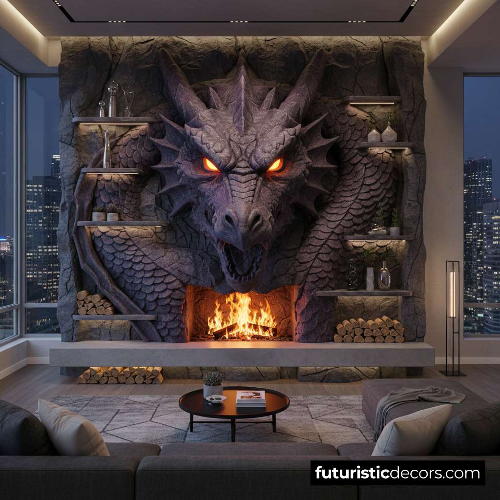 Stone Dragon Fireplace