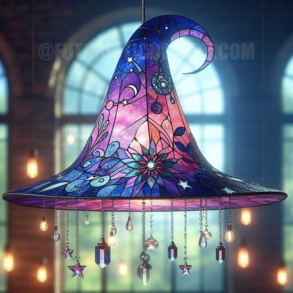 Stained Glass Witch Hat Chandelier