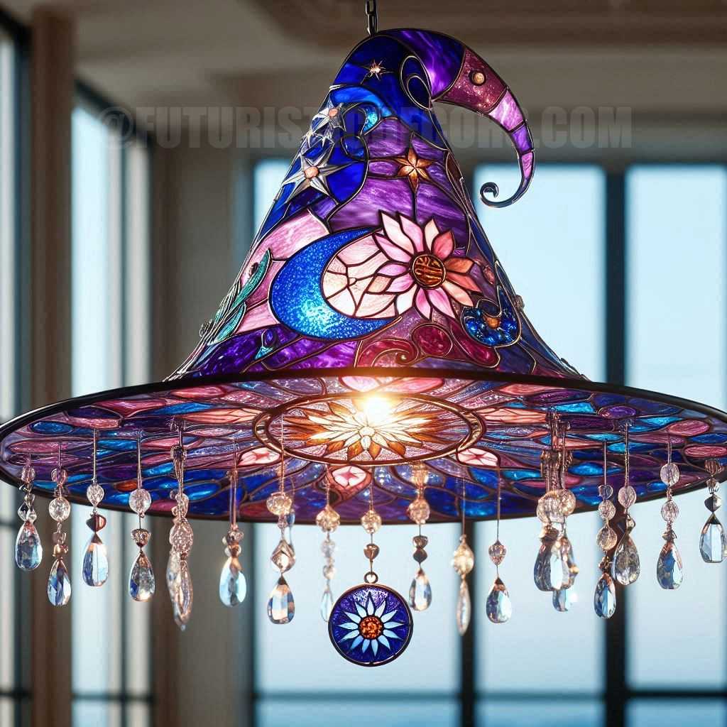 Stained Glass Witch Hat Chandelier