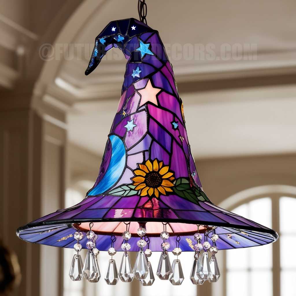 Stained Glass Witch Hat Chandelier