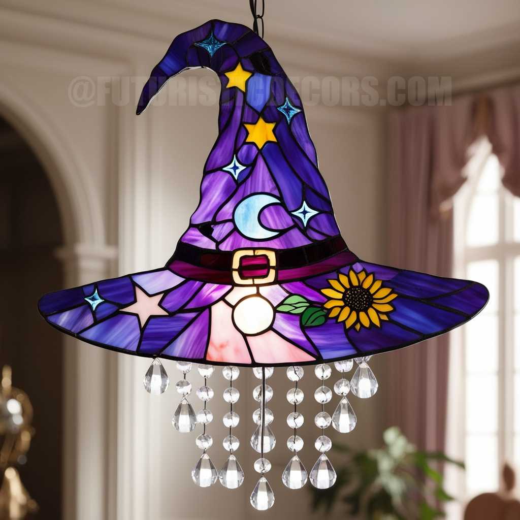 Stained Glass Witch Hat Chandelier