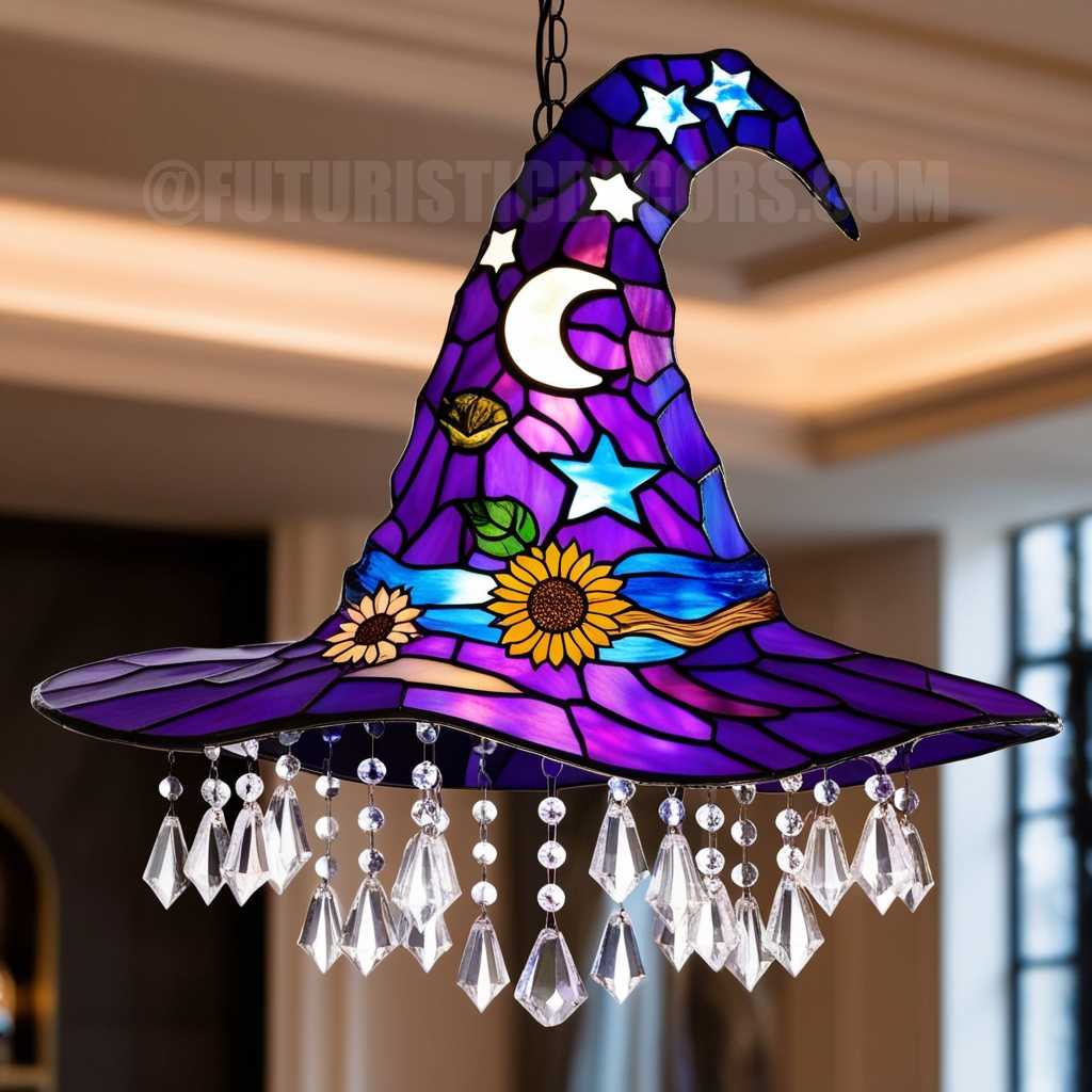 Stained Glass Witch Hat Chandelier