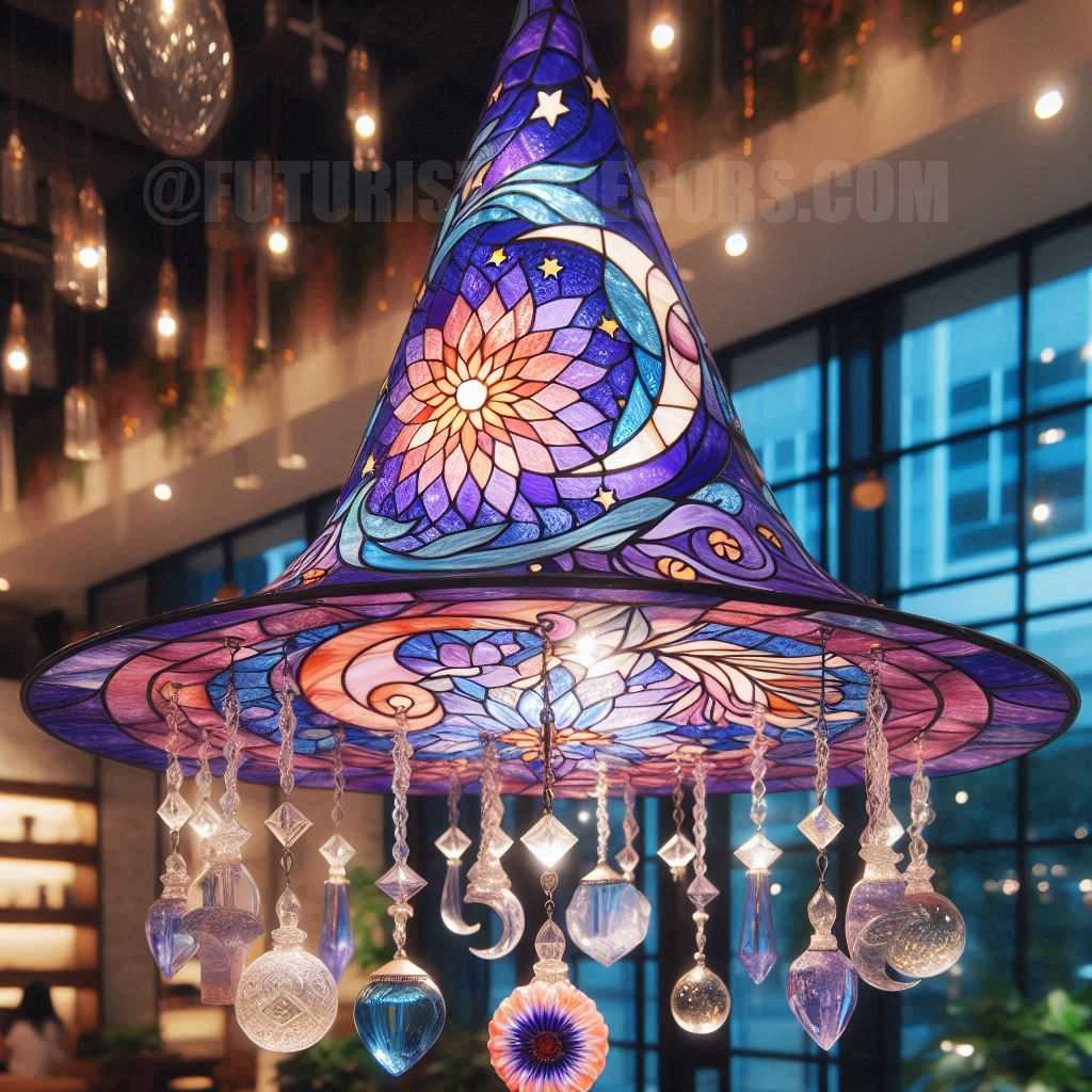 Stained Glass Witch Hat Chandelier