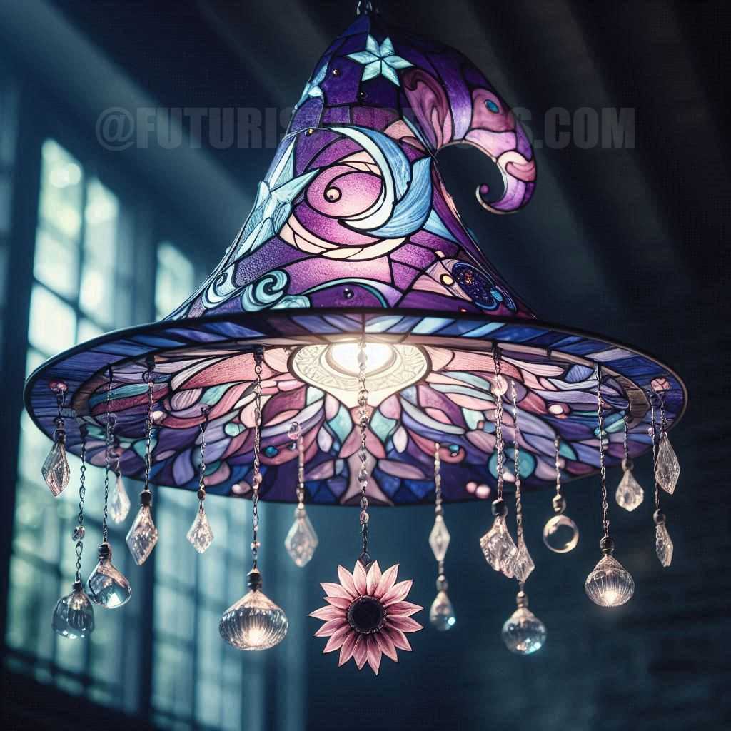 Stained Glass Witch Hat Chandelier