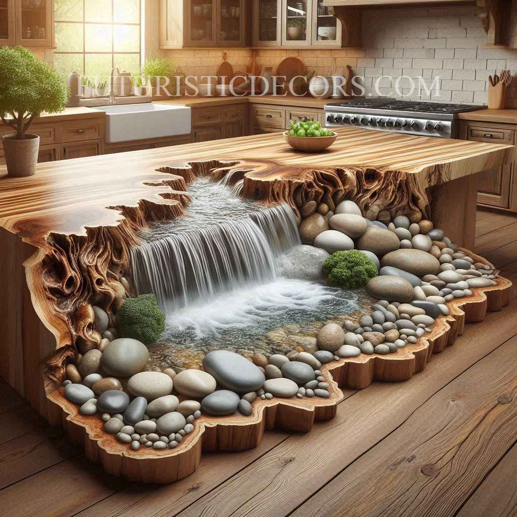 Waterfall Kitchen Island