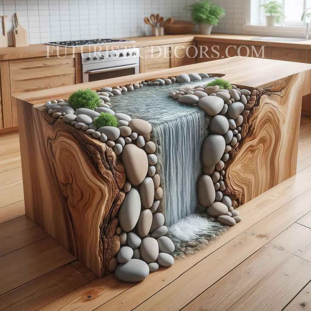 Waterfall Kitchen Island