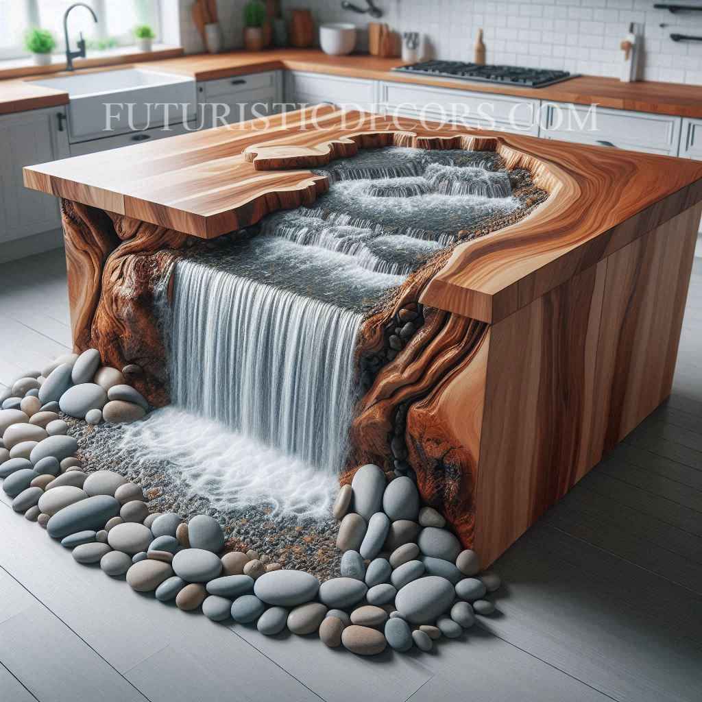 Waterfall Kitchen Island