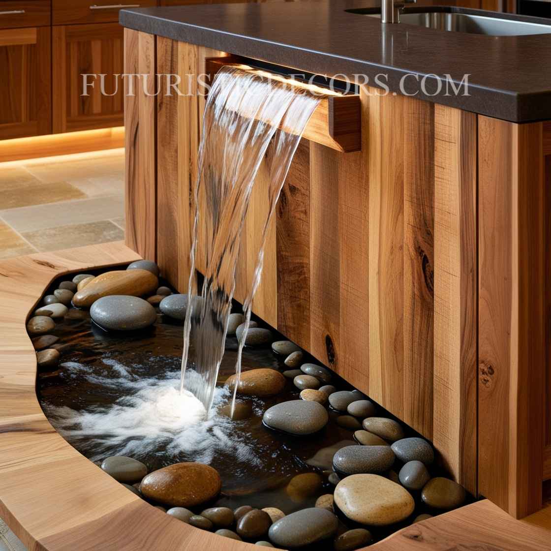 Waterfall Kitchen Island