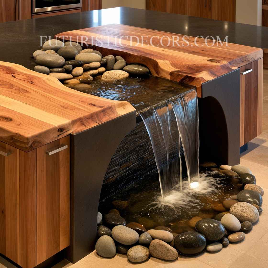 Waterfall Kitchen Island