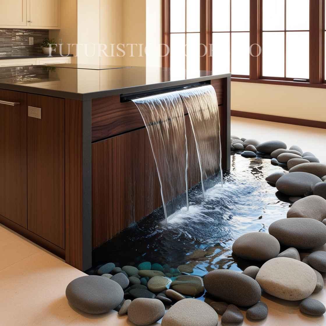 Waterfall Kitchen Island