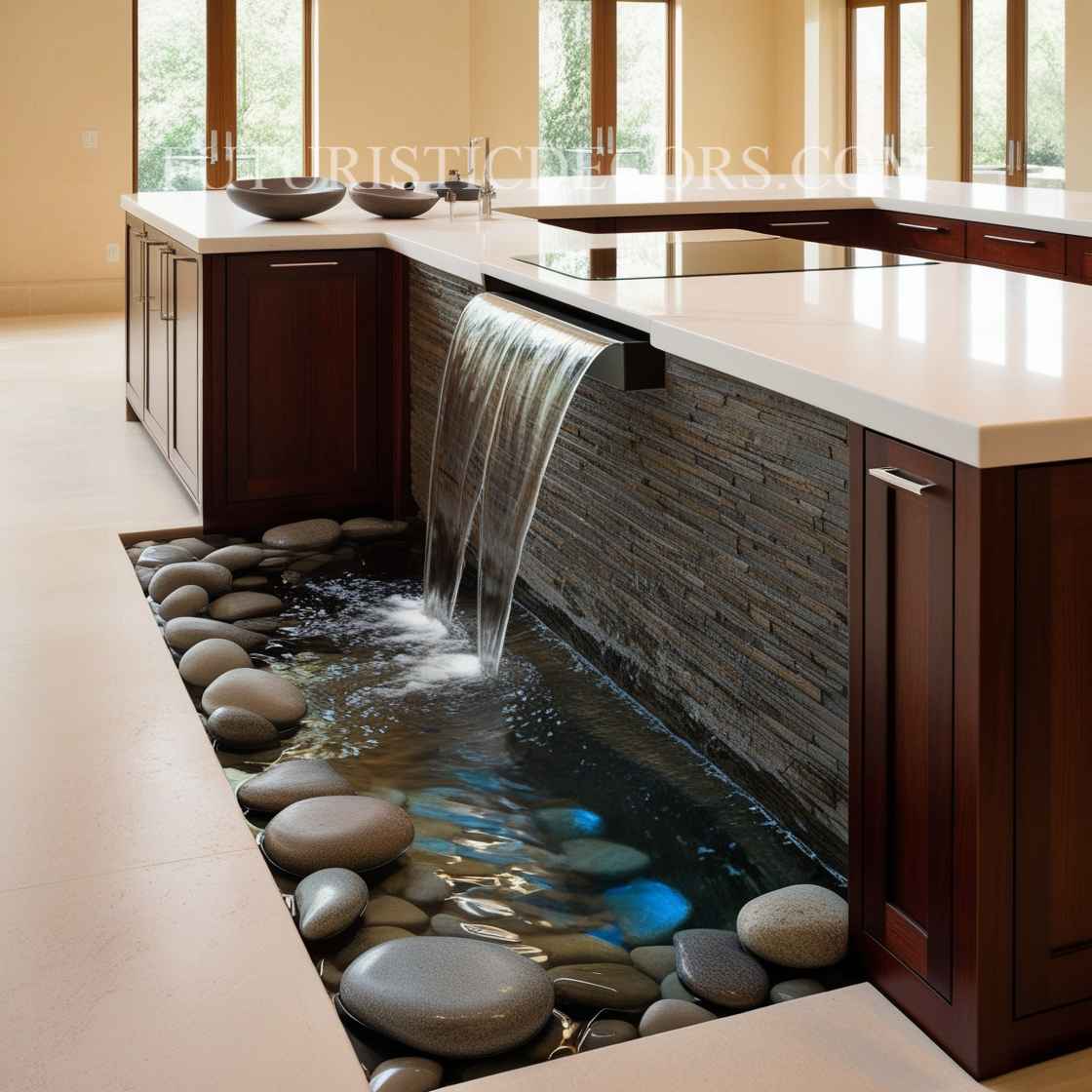 Waterfall Kitchen Island