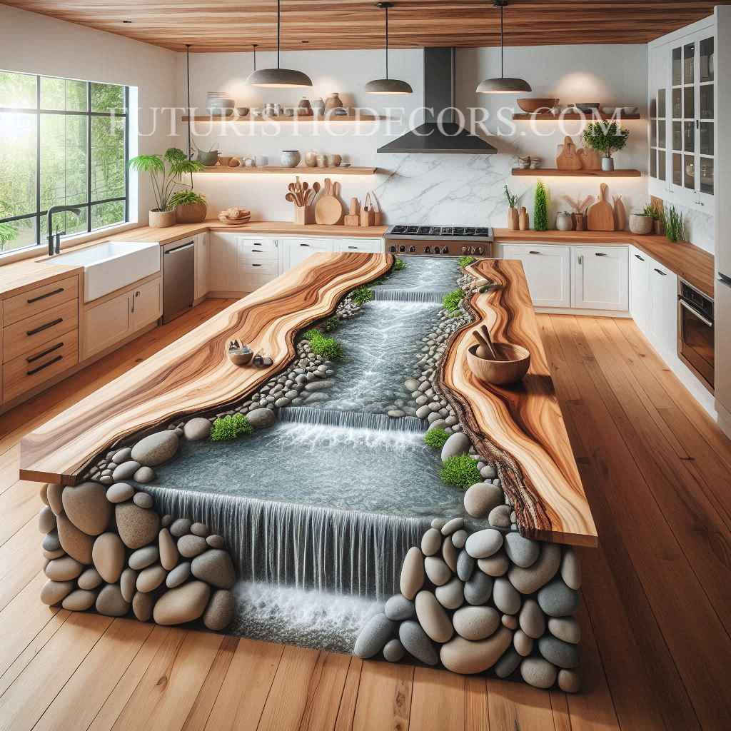 Waterfall Kitchen Island