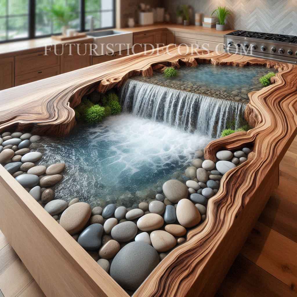 Waterfall Kitchen Island