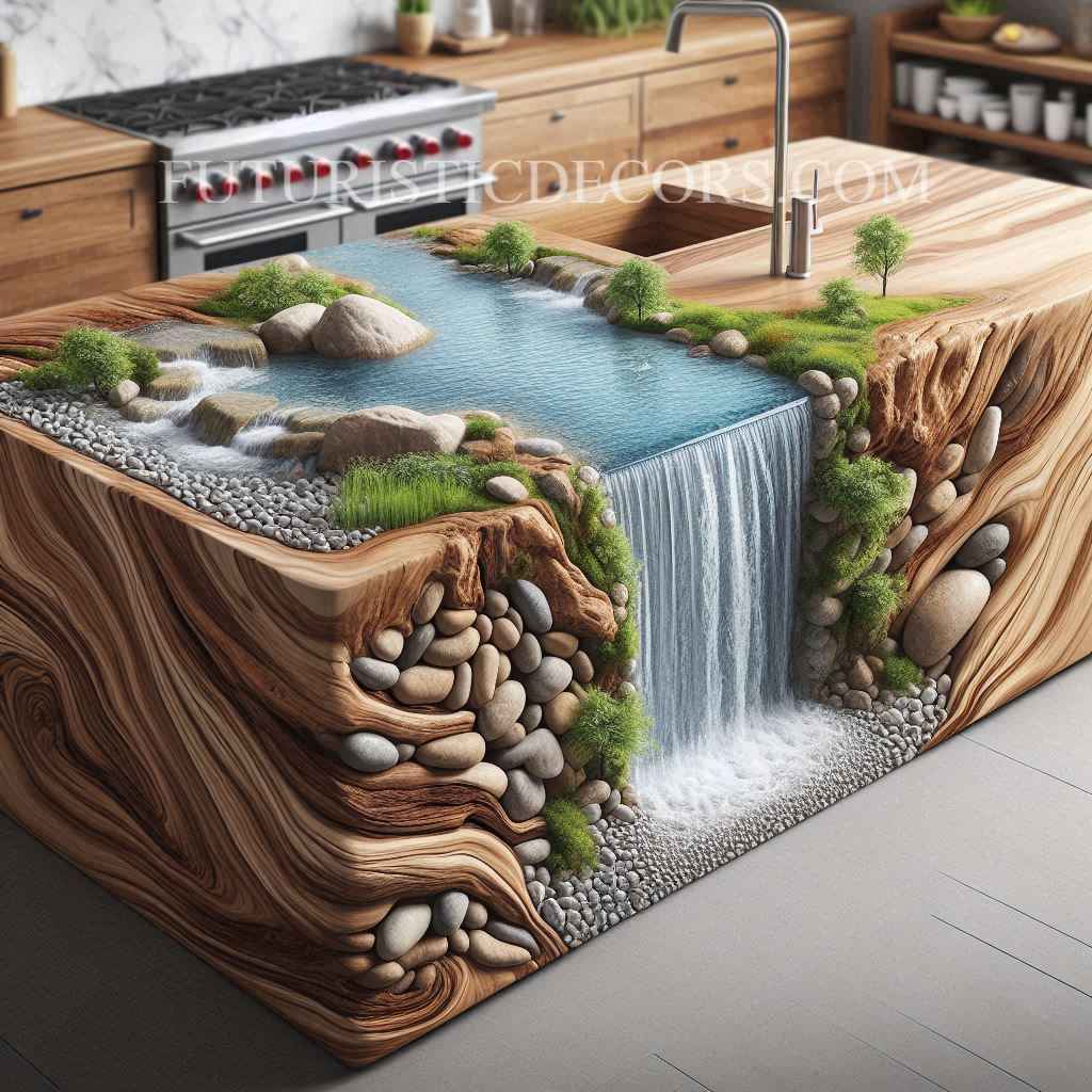 Waterfall Kitchen Island