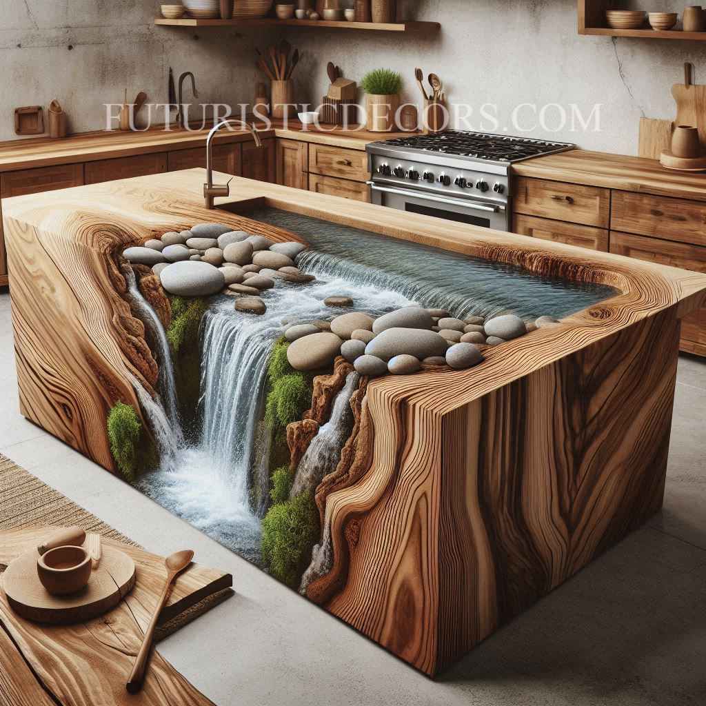 Waterfall Kitchen Island