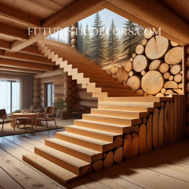 Wood Slab Staircase