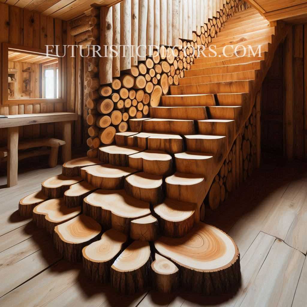 Wood Slab Staircase