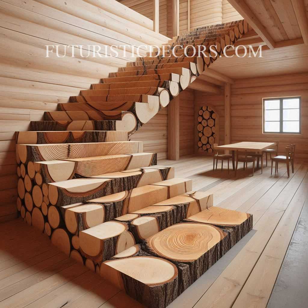 Wood Slab Staircase