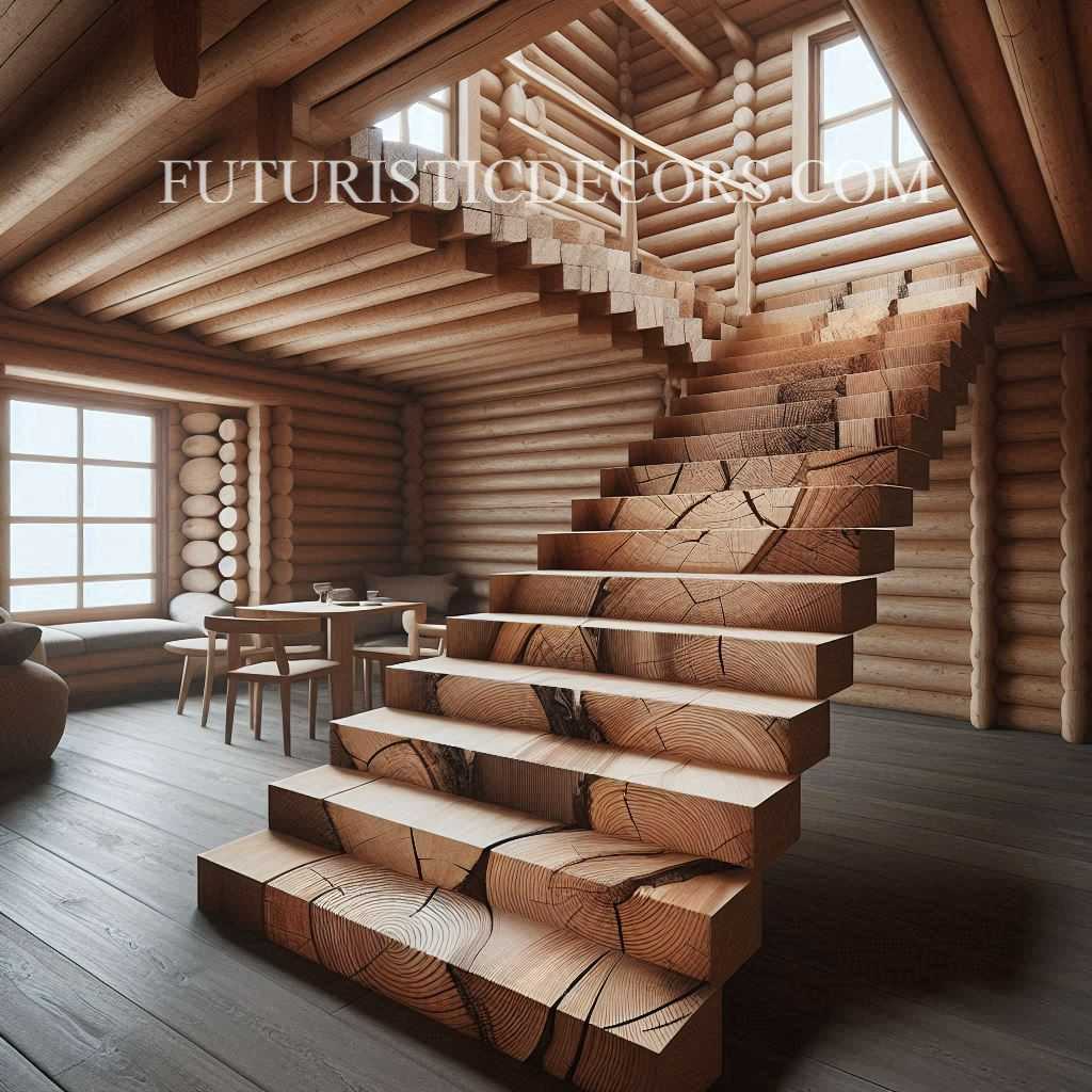 Wood Slab Staircase