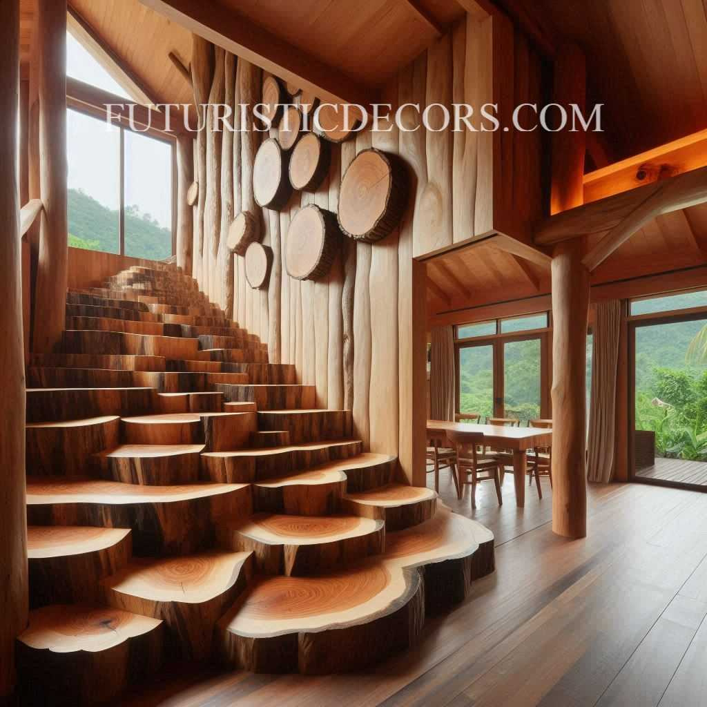 Wood Slab Staircase