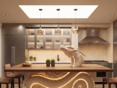 Dragon Kitchen Islands with Sculpted Bases & Glowing Accents Dragon Epoxy Kitchen Island