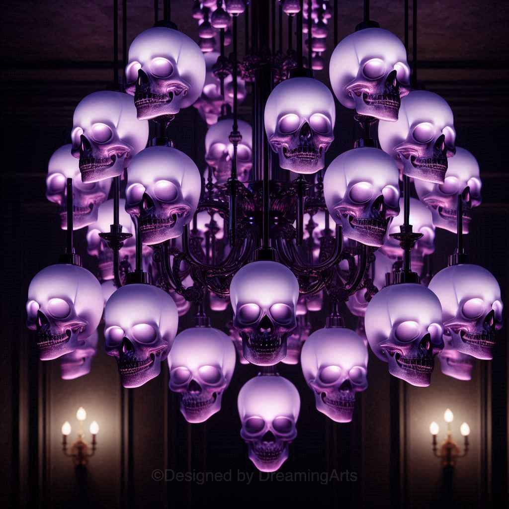 Purple Glass Skulls Chandeliers