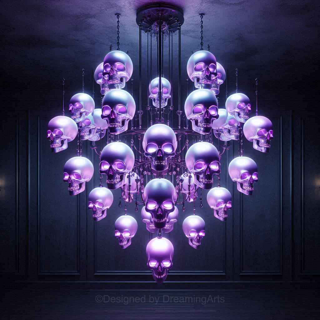 Purple Glass Skulls Chandeliers