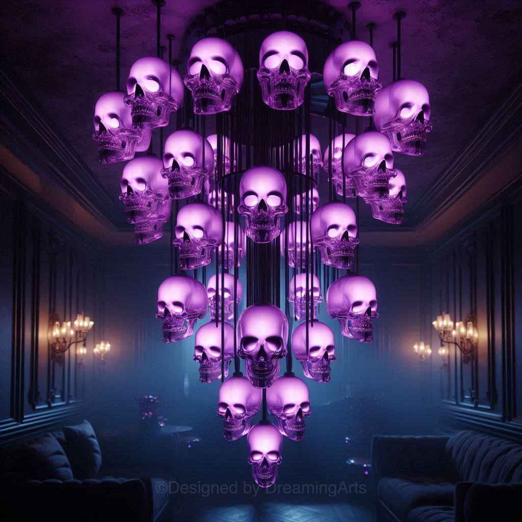 Purple Glass Skulls Chandeliers