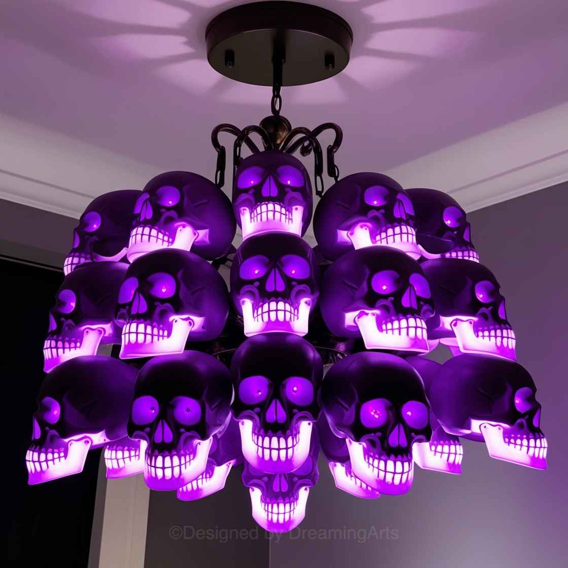 Purple Glass Skulls Chandeliers