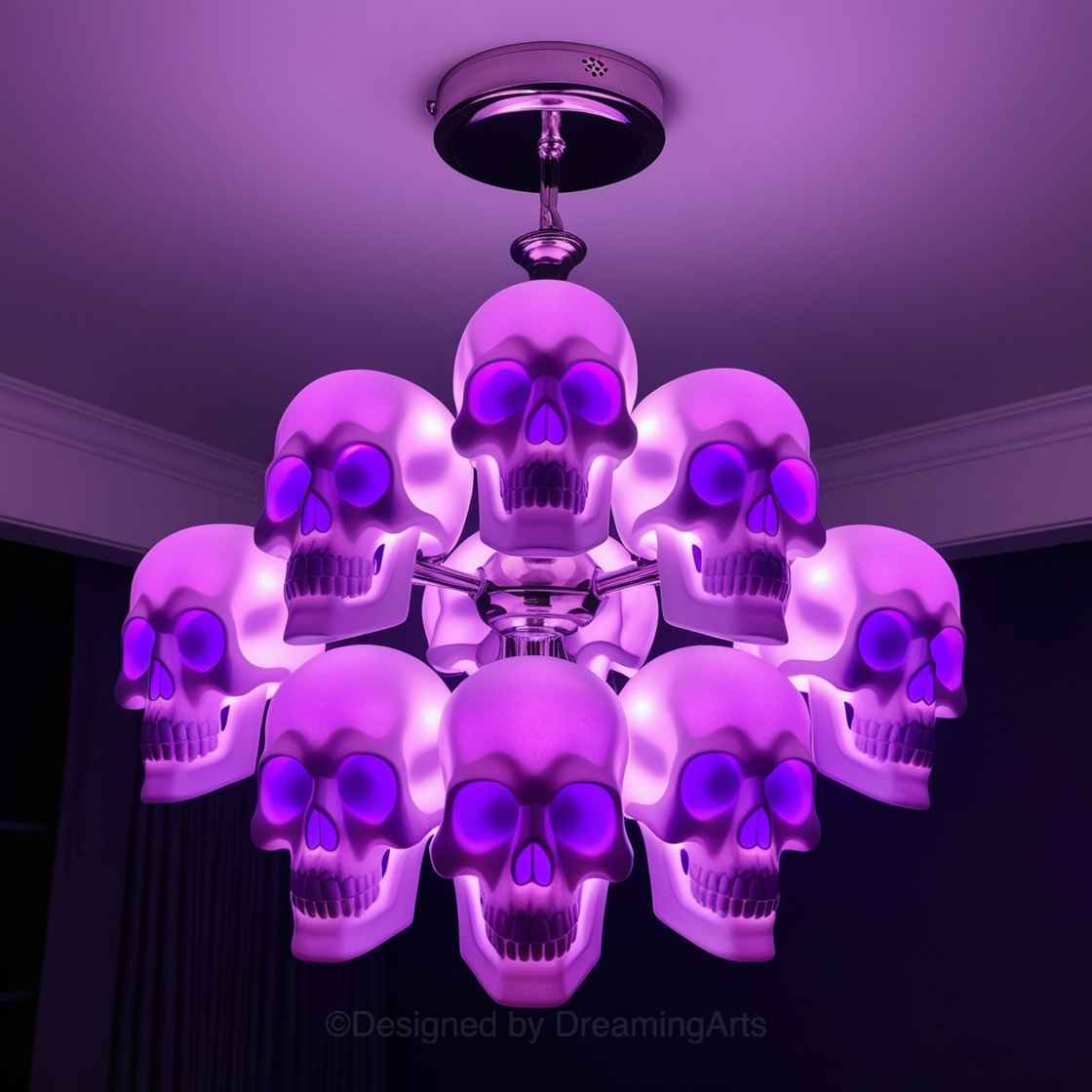 Purple Glass Skulls Chandeliers