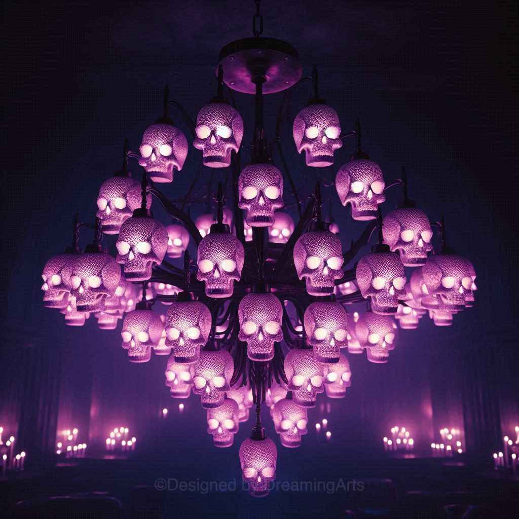 Purple Glass Skulls Chandeliers