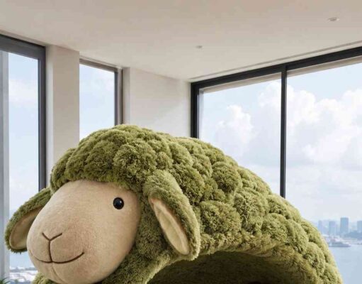 Sheep Lounger Pod: Premium Plush Lounge for Everyday Use sheep-shaped lounging pods