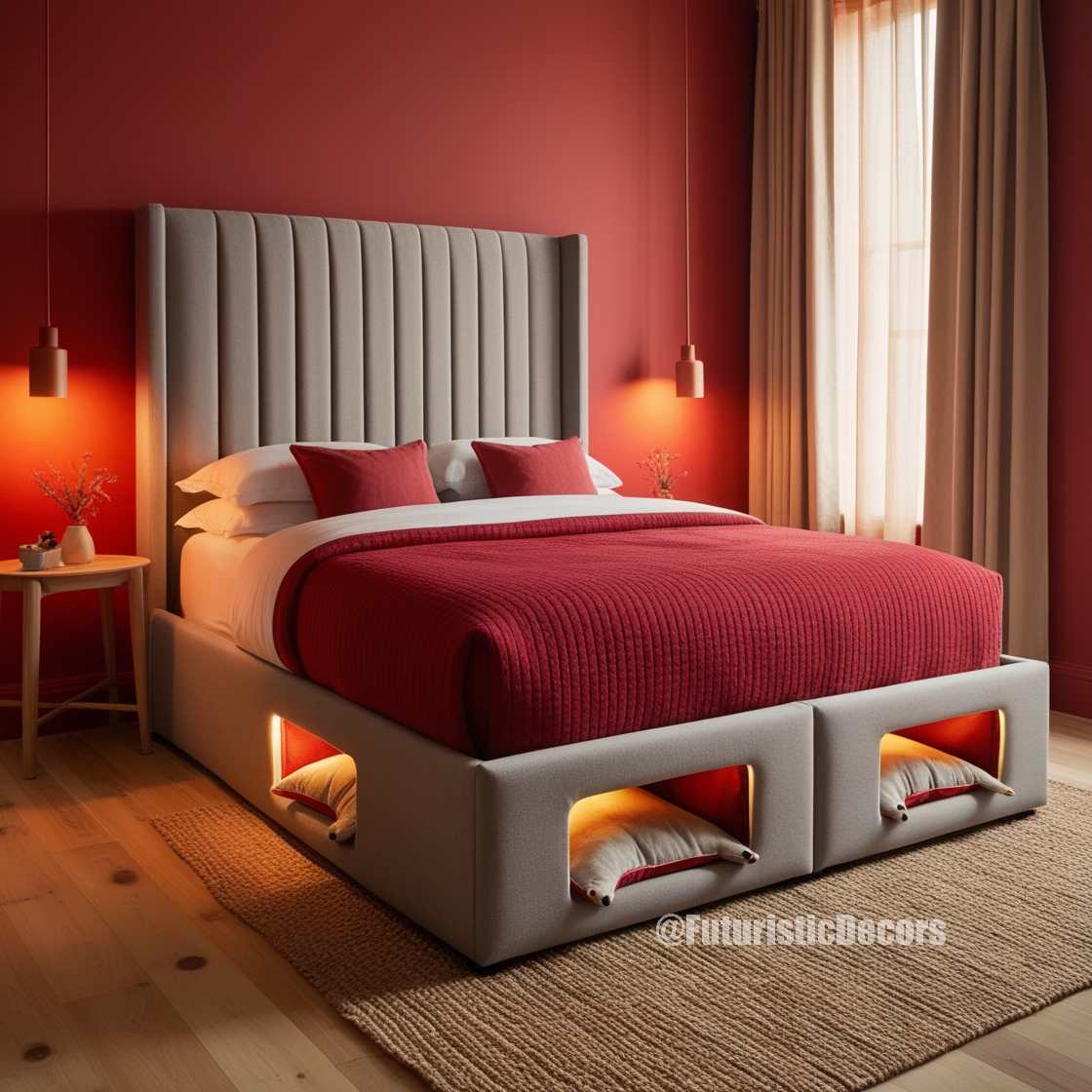 Bed with Built-In Dog Bed Pods