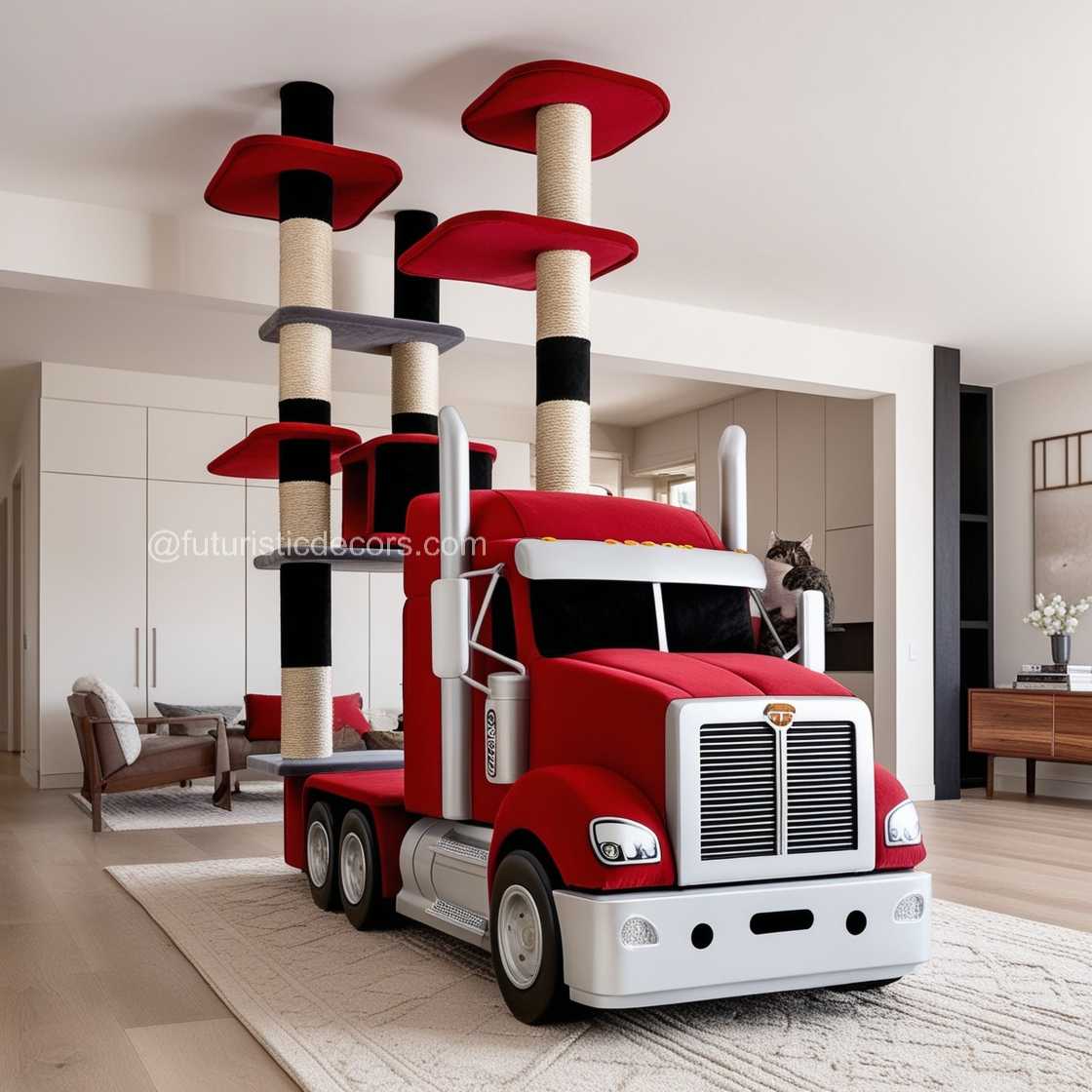 Semi Truck Cat Tower