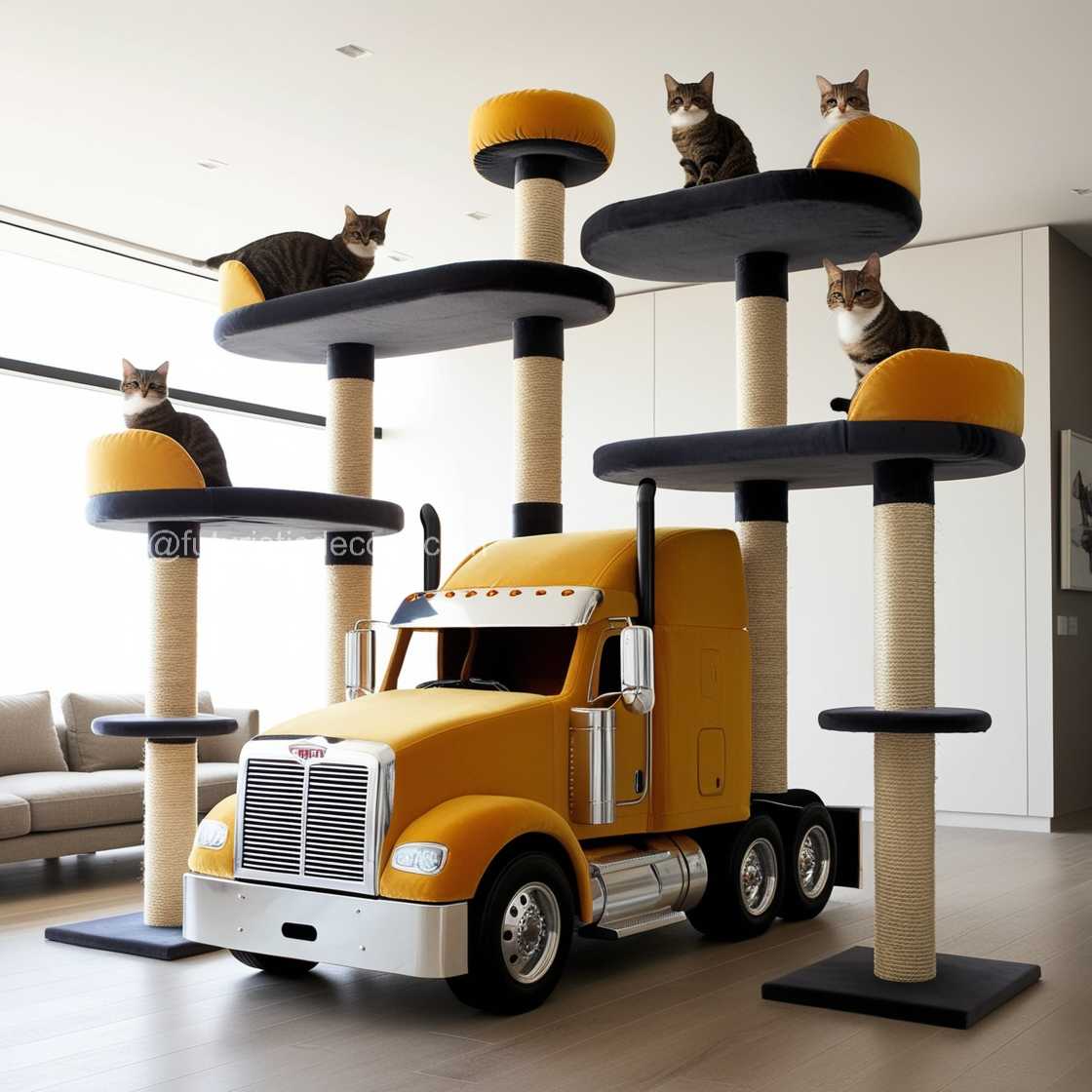 Semi Truck Cat Tower