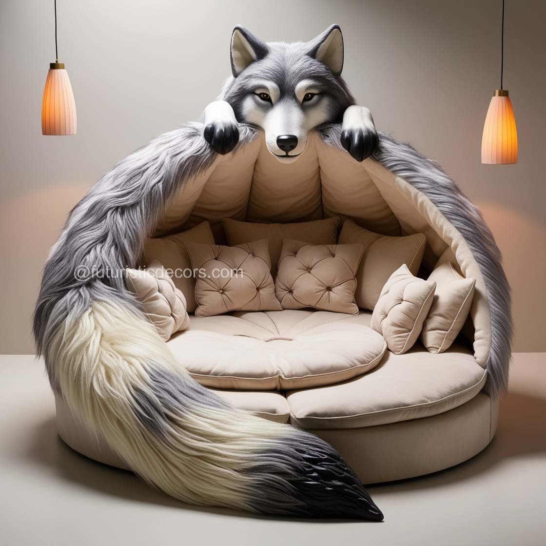 Giant Wolf Lounging Pod