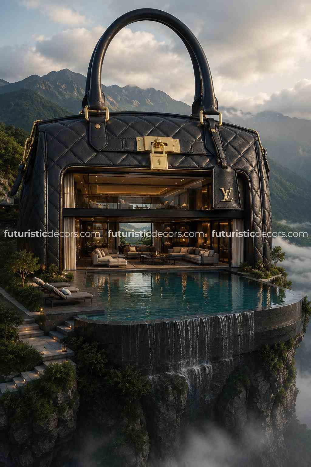 giant handbag-inspired villas