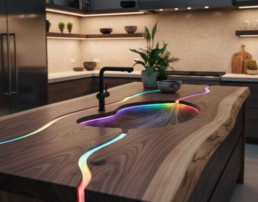 Illuminating Wood Countertops: Installation Tips & LED Options illuminated wood countertop