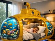 Submarine Aquarium Beds with Coral Reef Views & LED Lighting Submarine Aquarium Beds