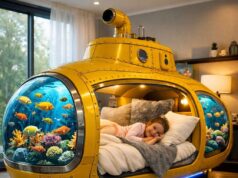 Submarine Aquarium Beds with Coral Reef Views & LED Lighting Submarine Aquarium Beds