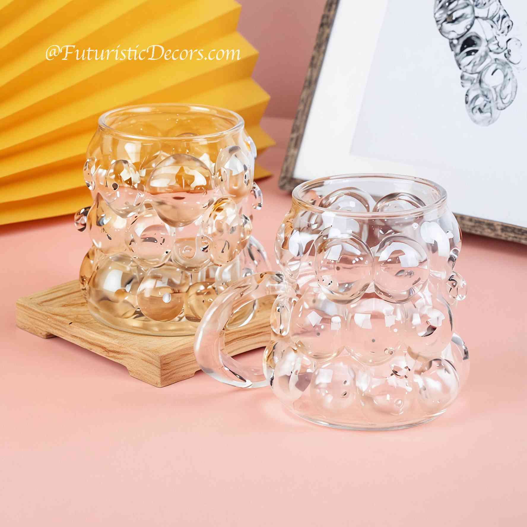 Sleek Glass Irregular Bubble Mug