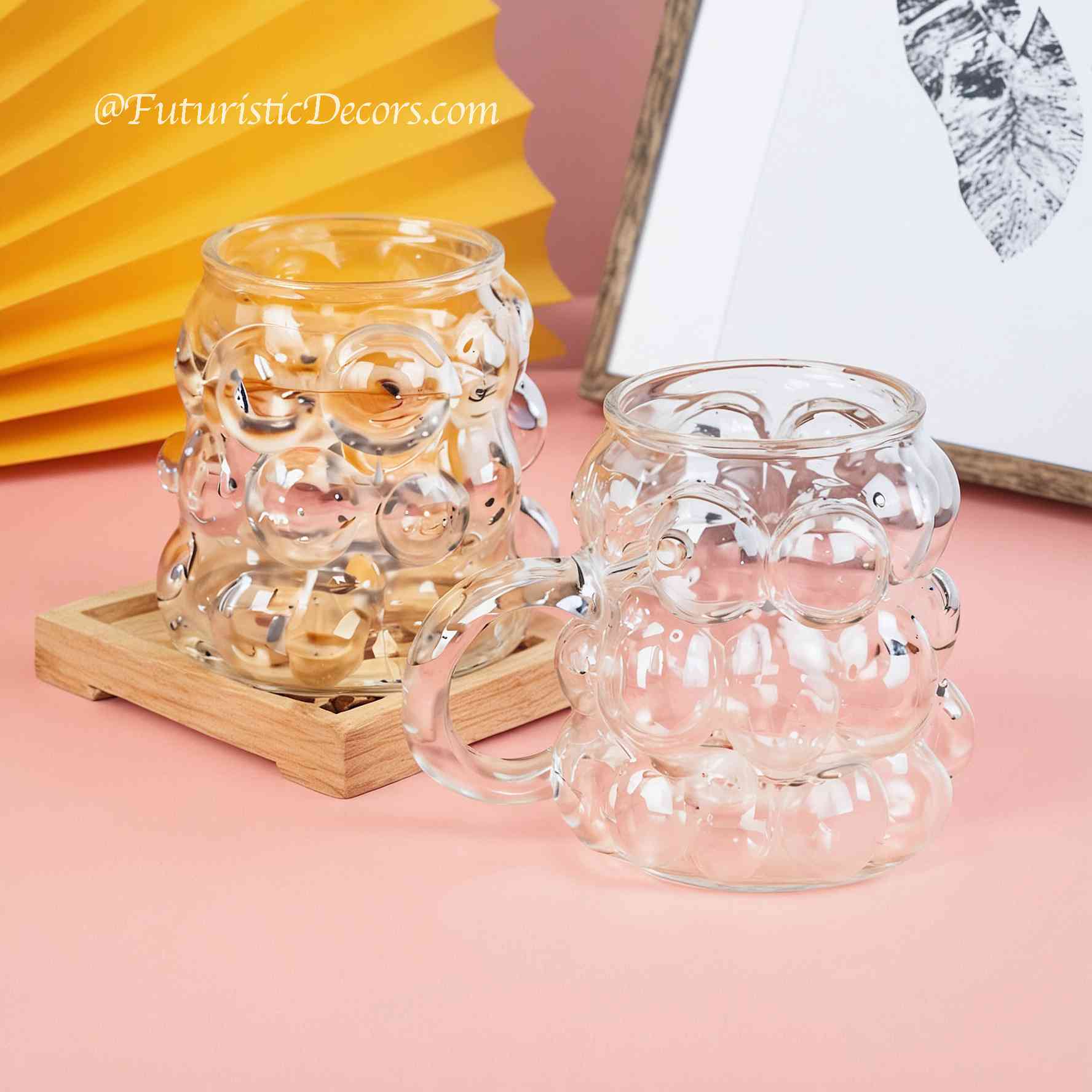 Sleek Glass Irregular Bubble Mug