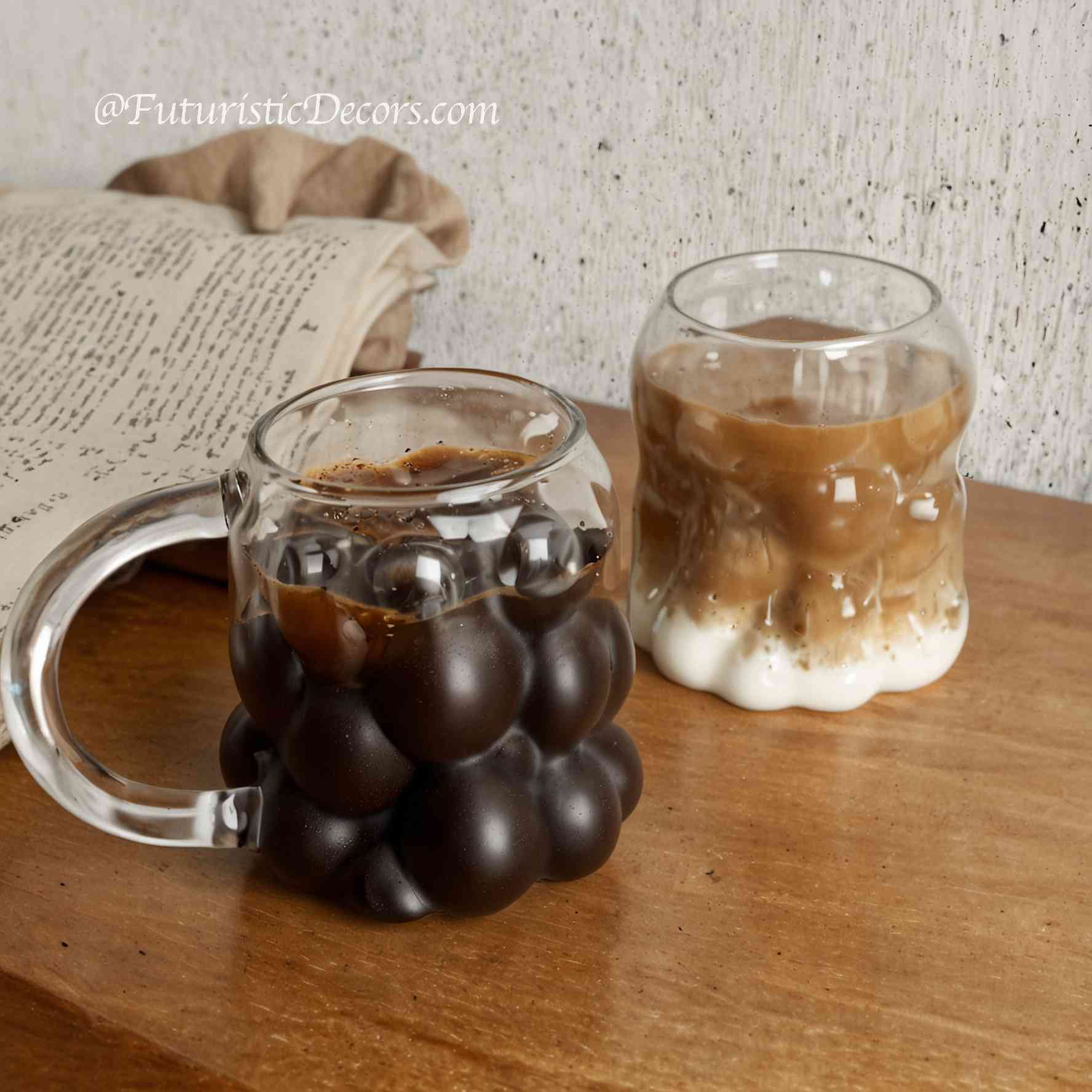 Sleek Glass Irregular Bubble Mug