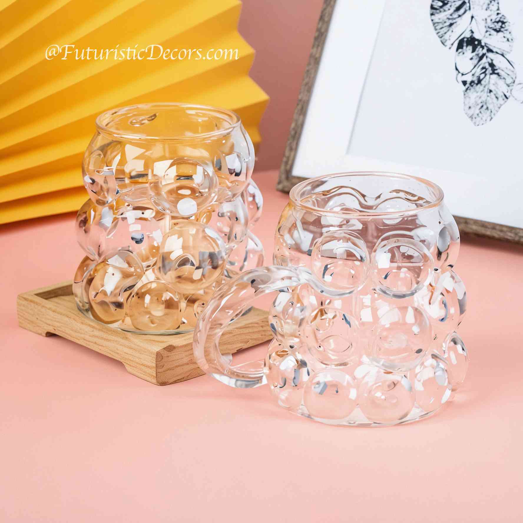 Sleek Glass Irregular Bubble Mug