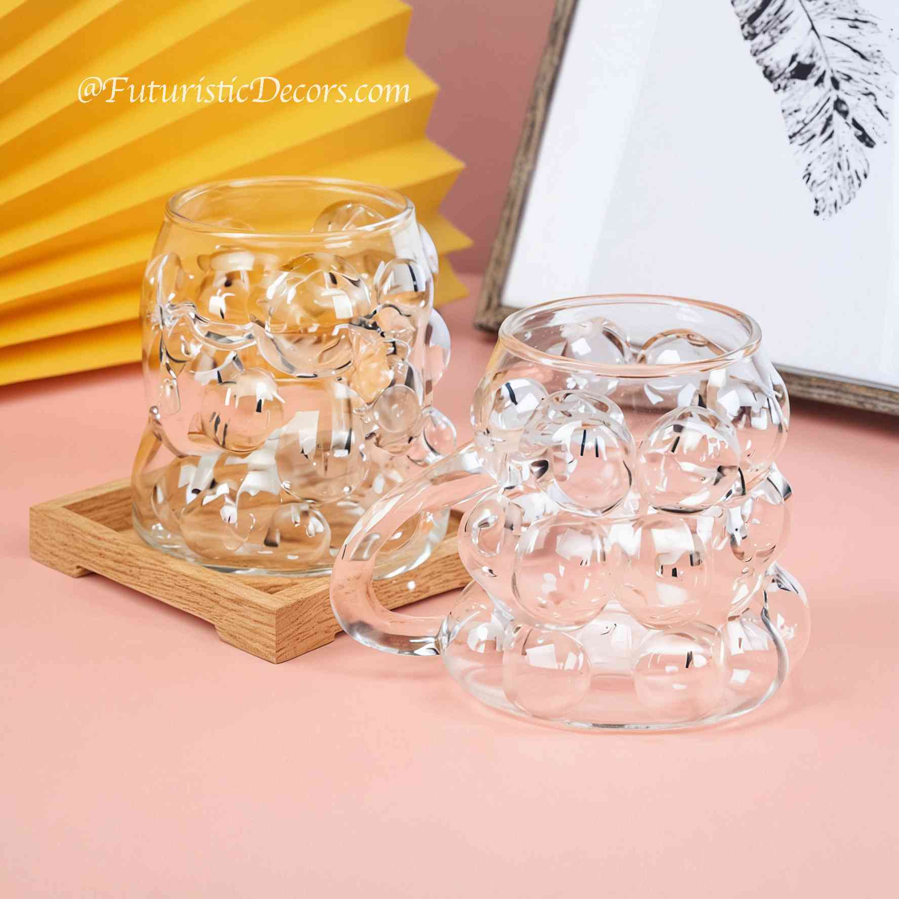 Sleek Glass Irregular Bubble Mug